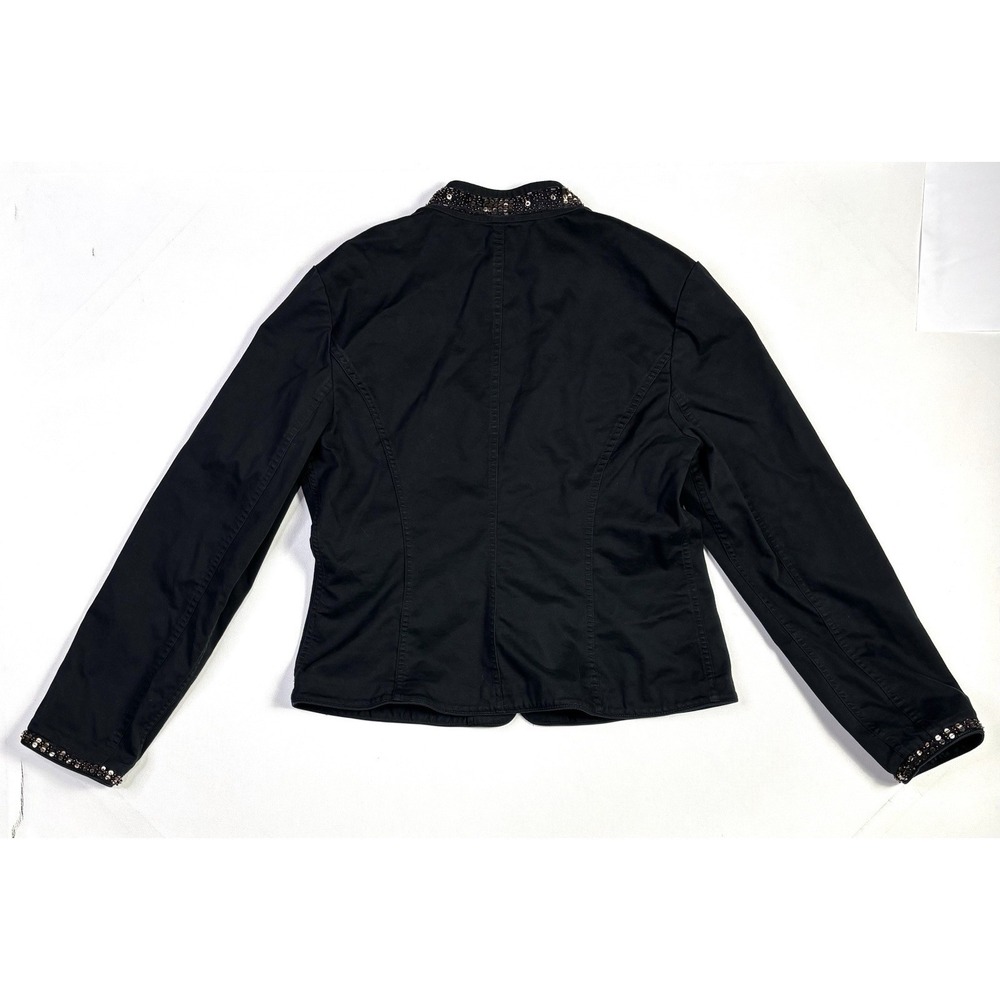 APT.9 Jacket Women's Large Stretch Black Gold Beaded & Sequined Blazer - Picture 3 of 12